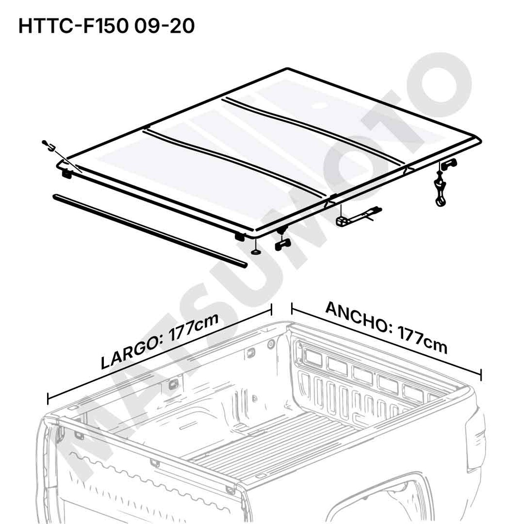 Cubre Pick Up Tapa Rigida Plegable Ford F150 (2009 - ON) 5,5 FT