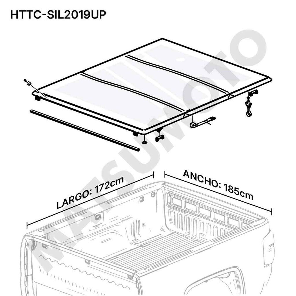 Cubre Pick Up Tapa Rigida Plegable Chevrolet Silverado (2019 - on) 5,5 FT
