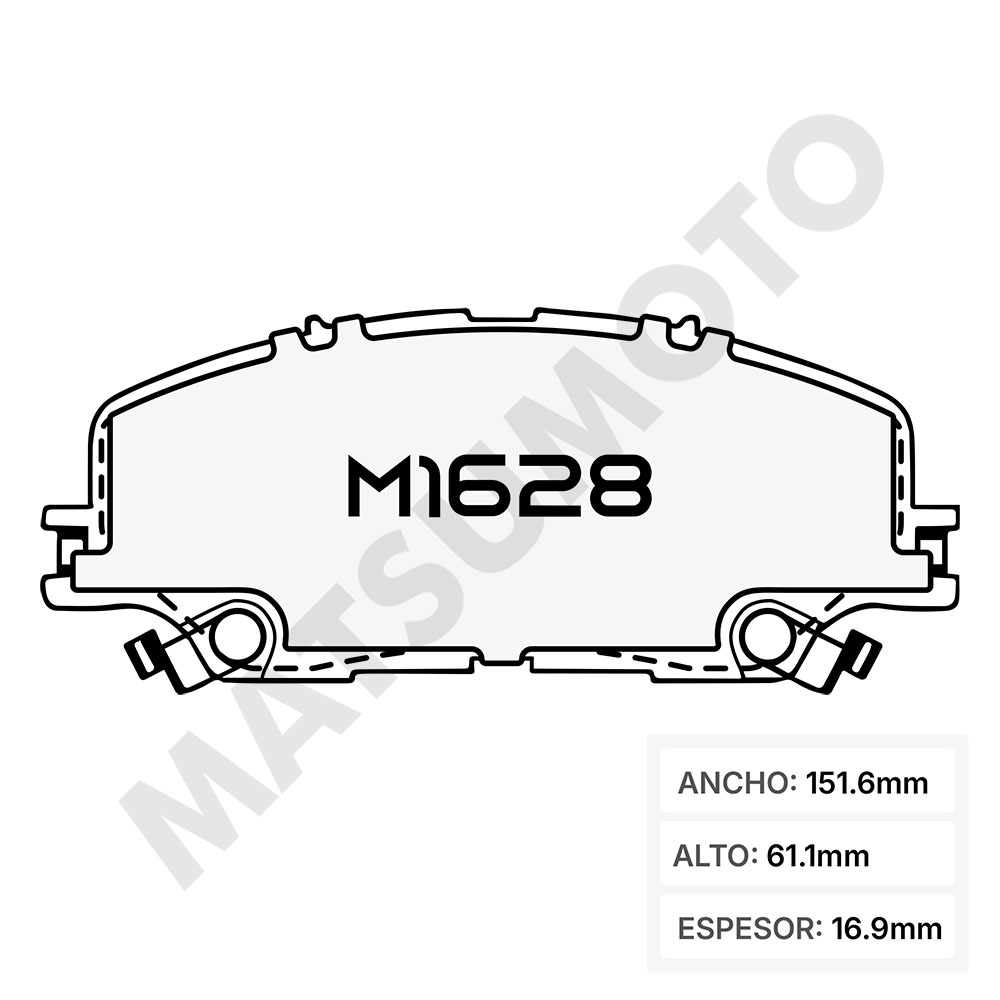 M1628 Pastillas de freno Semi-Metalica delanteras Mazda BT50 ( 2022 - actual) / Chevrolet DMAX (2021 - actual)