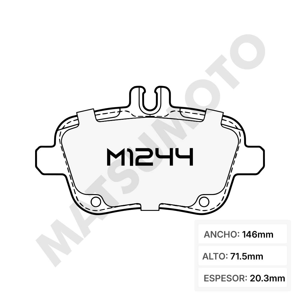 M1244 Pastillas de freno Carbo-Cerámica trasera Mercedes Benz A200 2.0 (2014 - 2019)