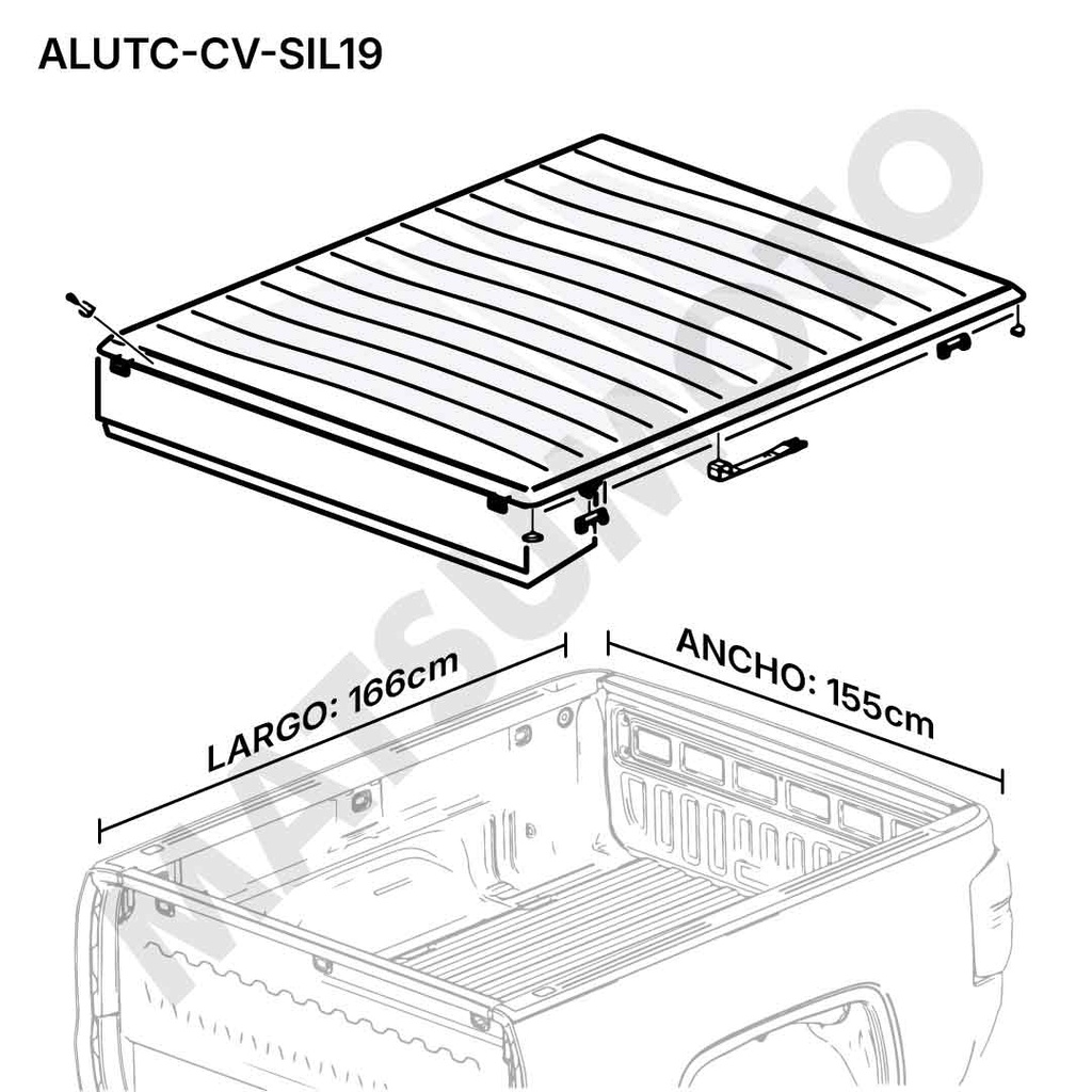 Cubierta Retráctil Chevrolet Silverado 5,5 FT  (2019-ON) / Sistema Manual de Aluminio High Performance con Cerradura antirrobo