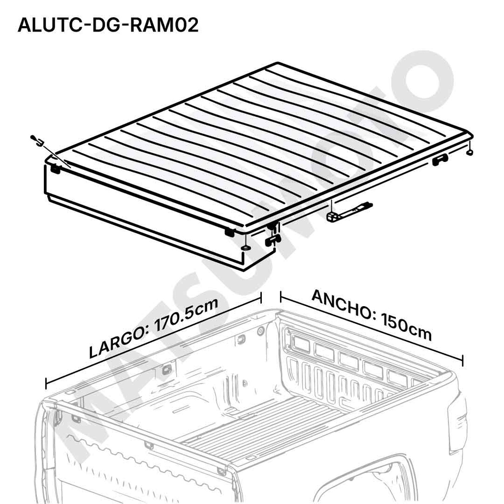 Cubierta Retráctil Dodge RAM1500 5,7 FT (2002-ON) / Sistema Manual de Aluminio High Performance con Cerradura antirrobo