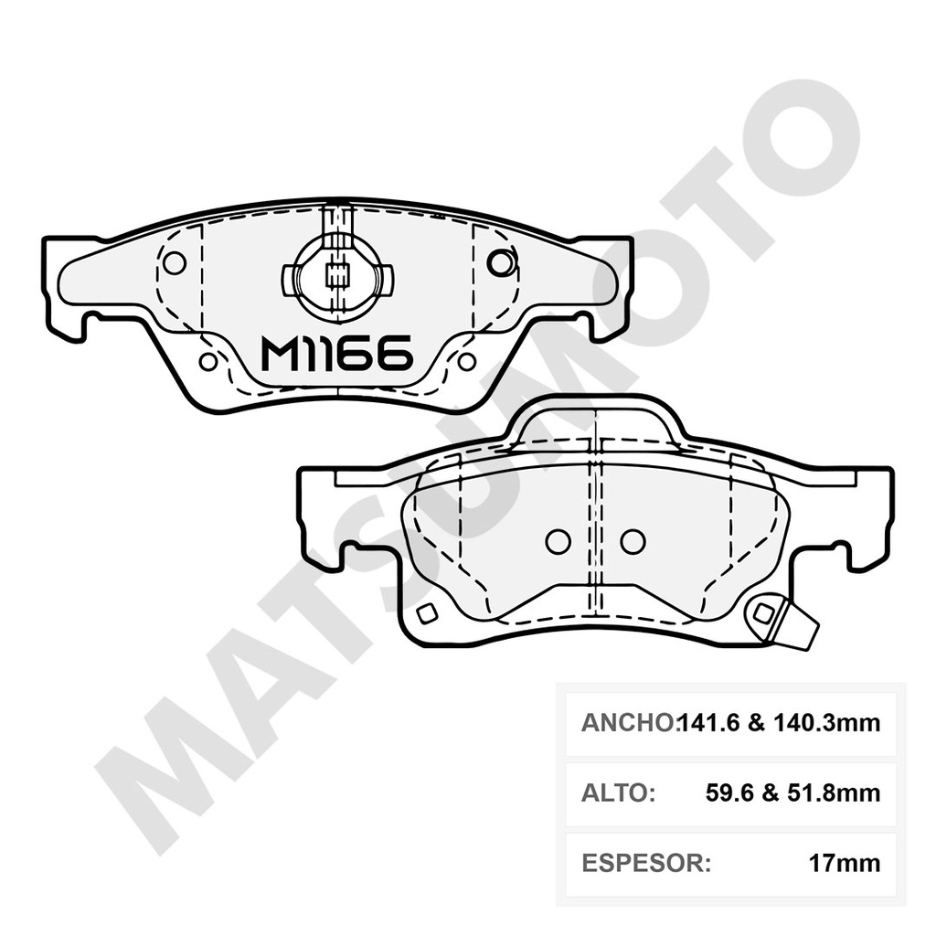 M1166 Pastillas de Freno Cerámica Traseras Dodge Durango (2011-2024) / Jeep Grand Cherokee (2011-2024)