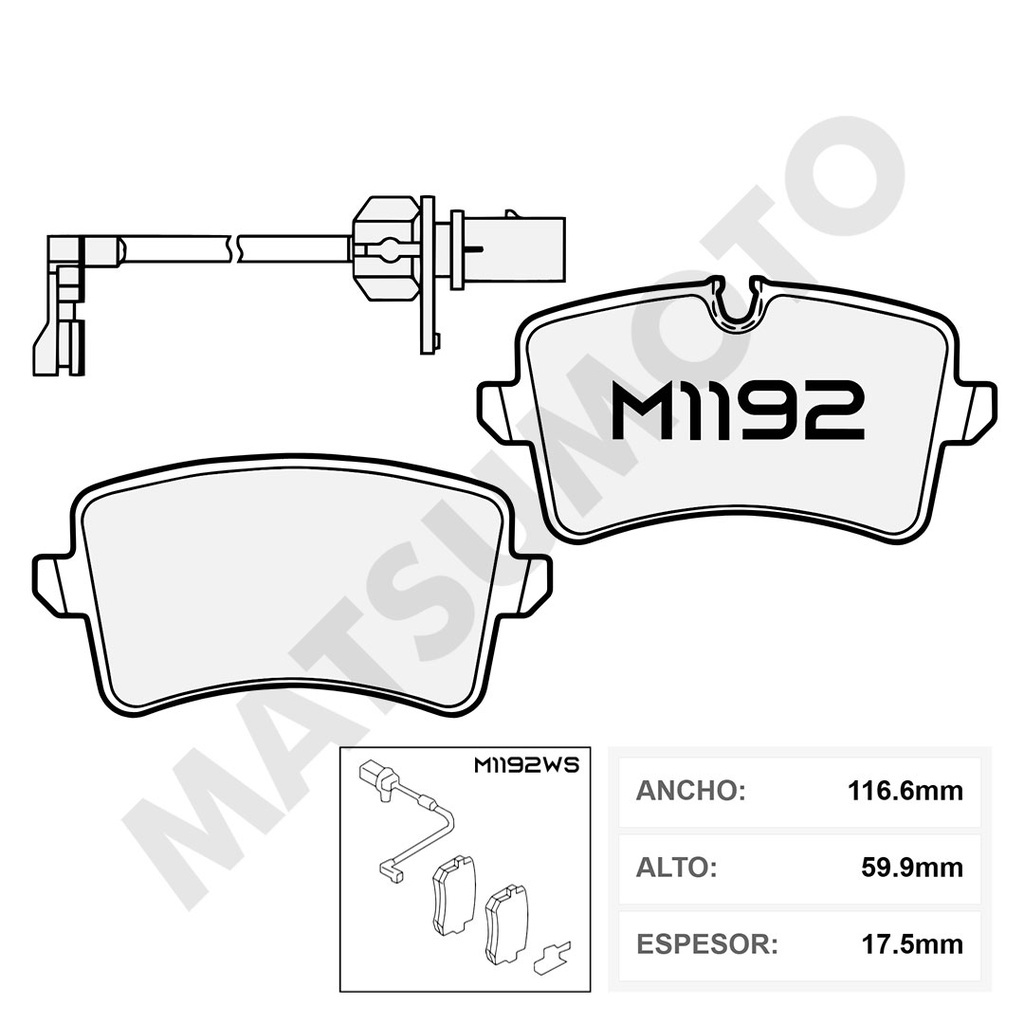 M1192WS Pastillas de freno trasera Porsche Macan TFSI 95B-2 (2014 - 2020)