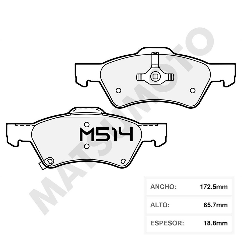 M514 Pastillas de Freno Delanteras para Dodge Grand Carvan (2001 - 2007)