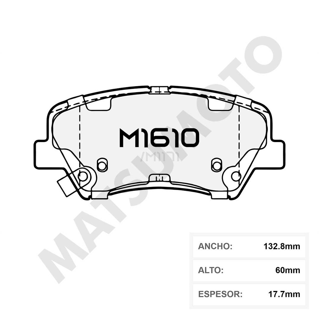 M1610 Pastilla de freno Delanteras Kia Soluto (2021 - actual).