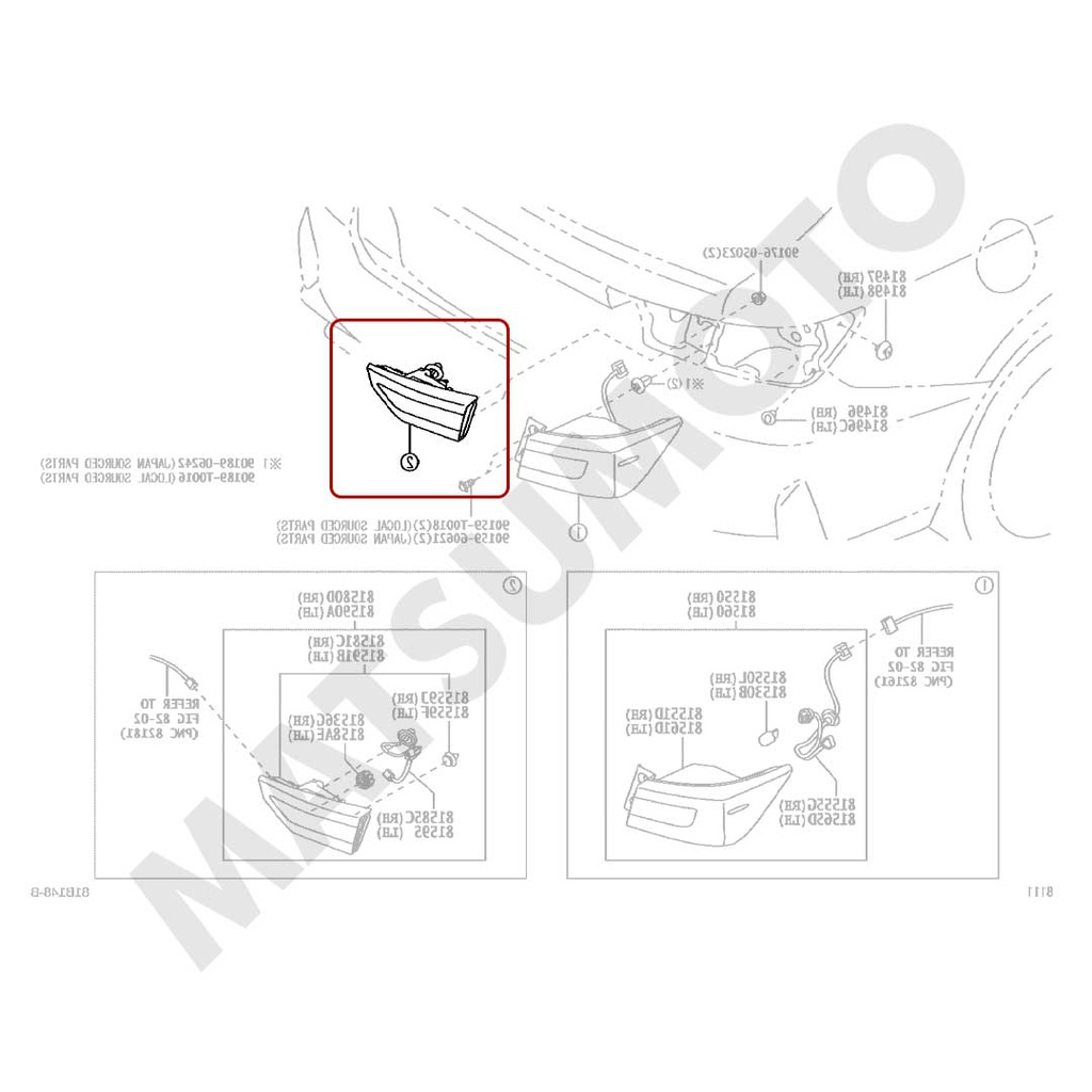 Farol Derecho Interno Trasero Yaris Sedan (2023 - ON) - RH