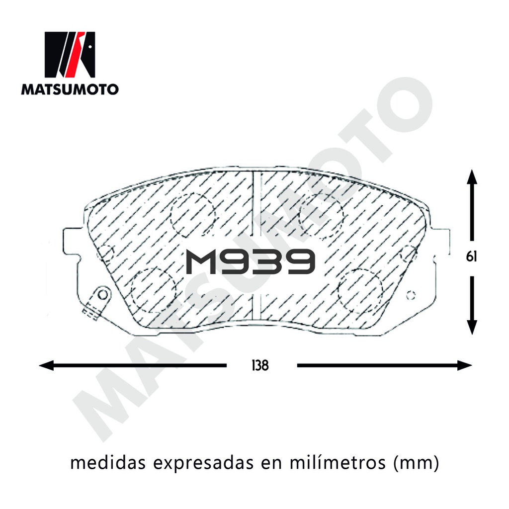 M939 Pastillas de freno hyundai accent / Kia Rio2 / Kia Sportage