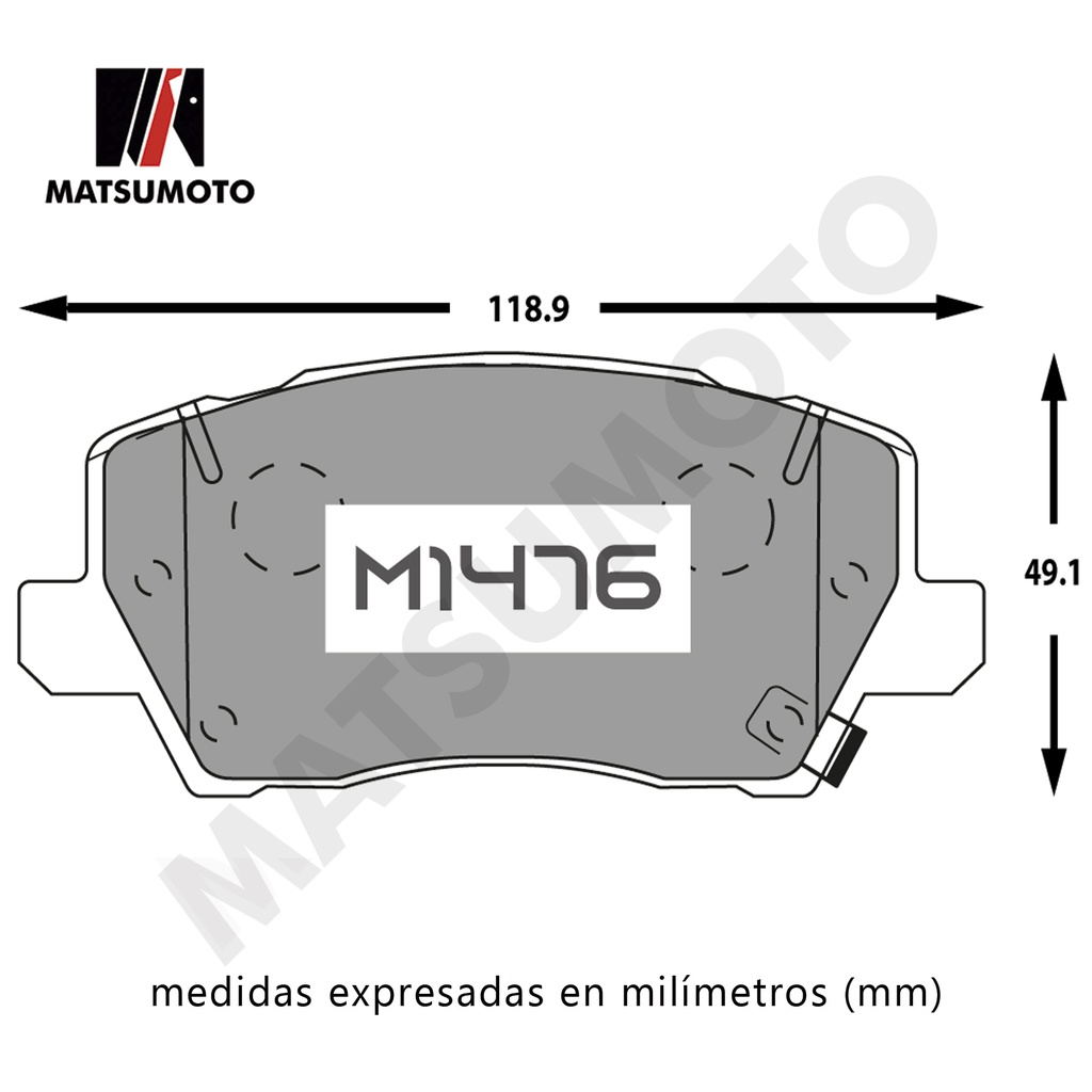 M1476 - Pastillas de Freno Semi-metálica Delantera Kia