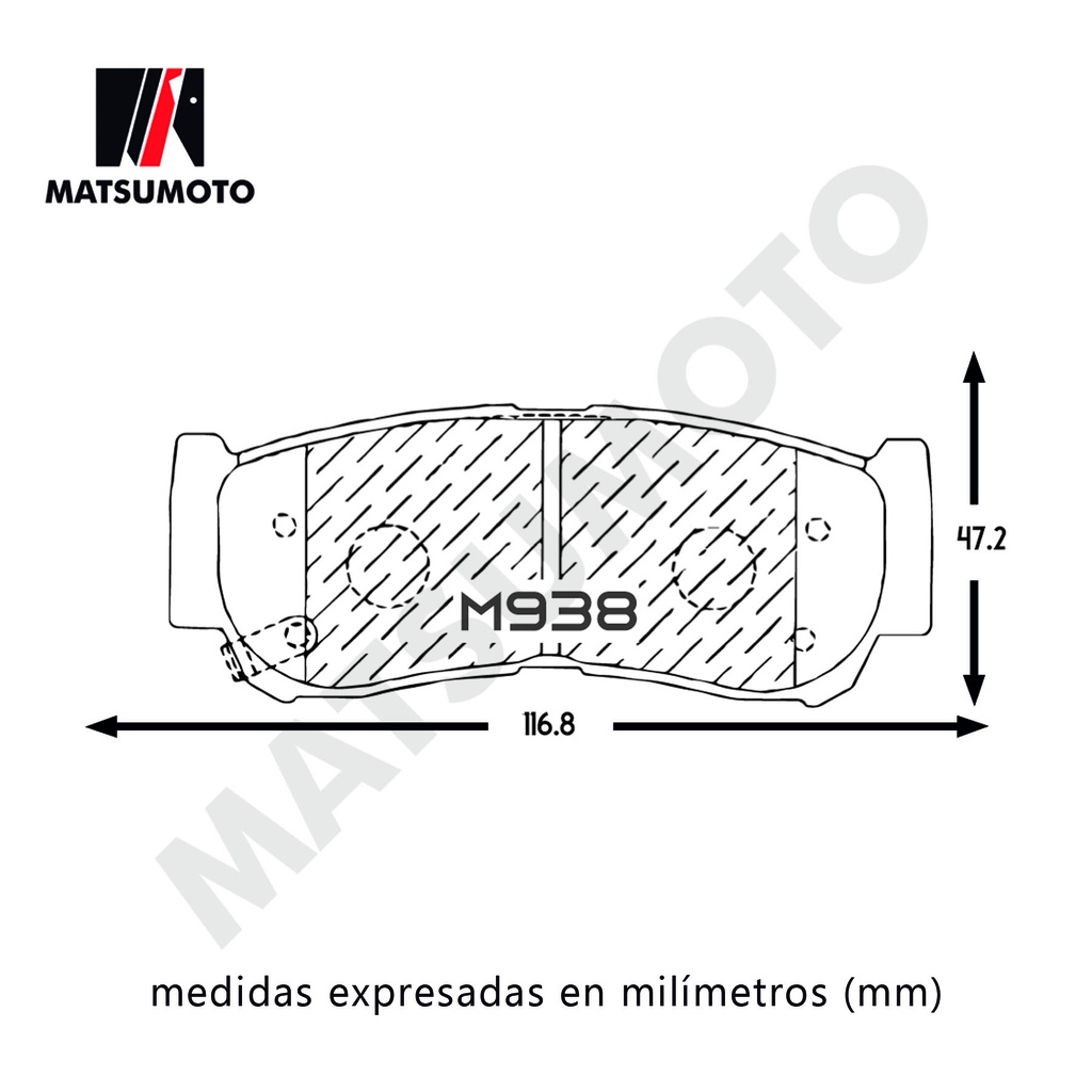 M938 Pastillas de Freno Semi Metalica Trasera Maxus T60