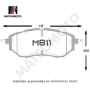 M811 Pastillas de Freno Semi Metalica Delantera Subaru Legacy / Forester / Outback / Tribeca