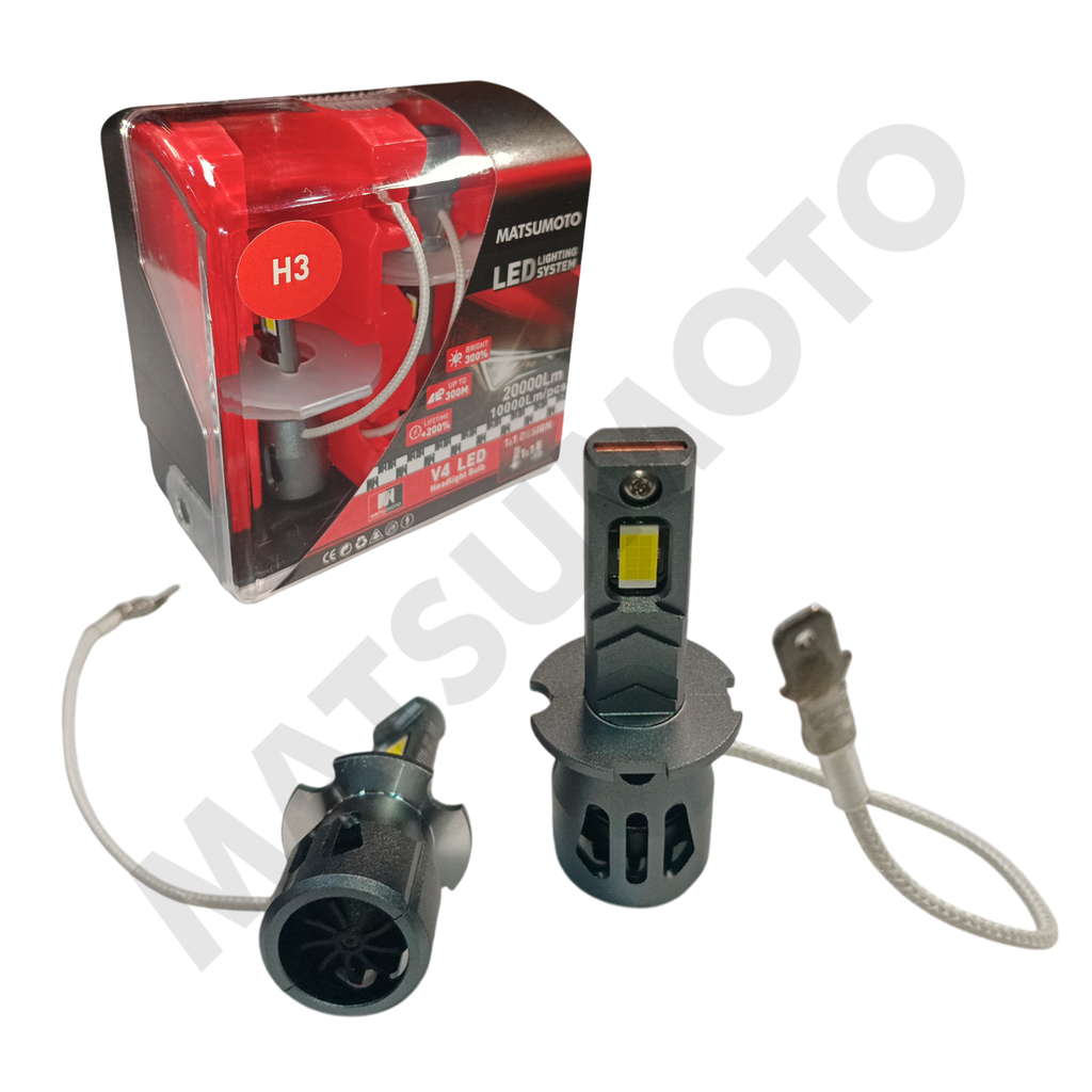 Set de Ampolletas LED V4 H3 10000lm