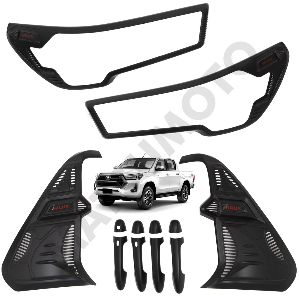 Kit Decorativo Exterior Negro para Toyota Hilux Revo Full año (2021 - 2022)