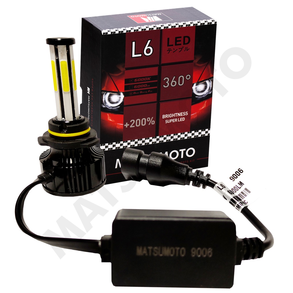 Set de Ampolletas LED L6 9006 6000lm (HB4) 360 Grados