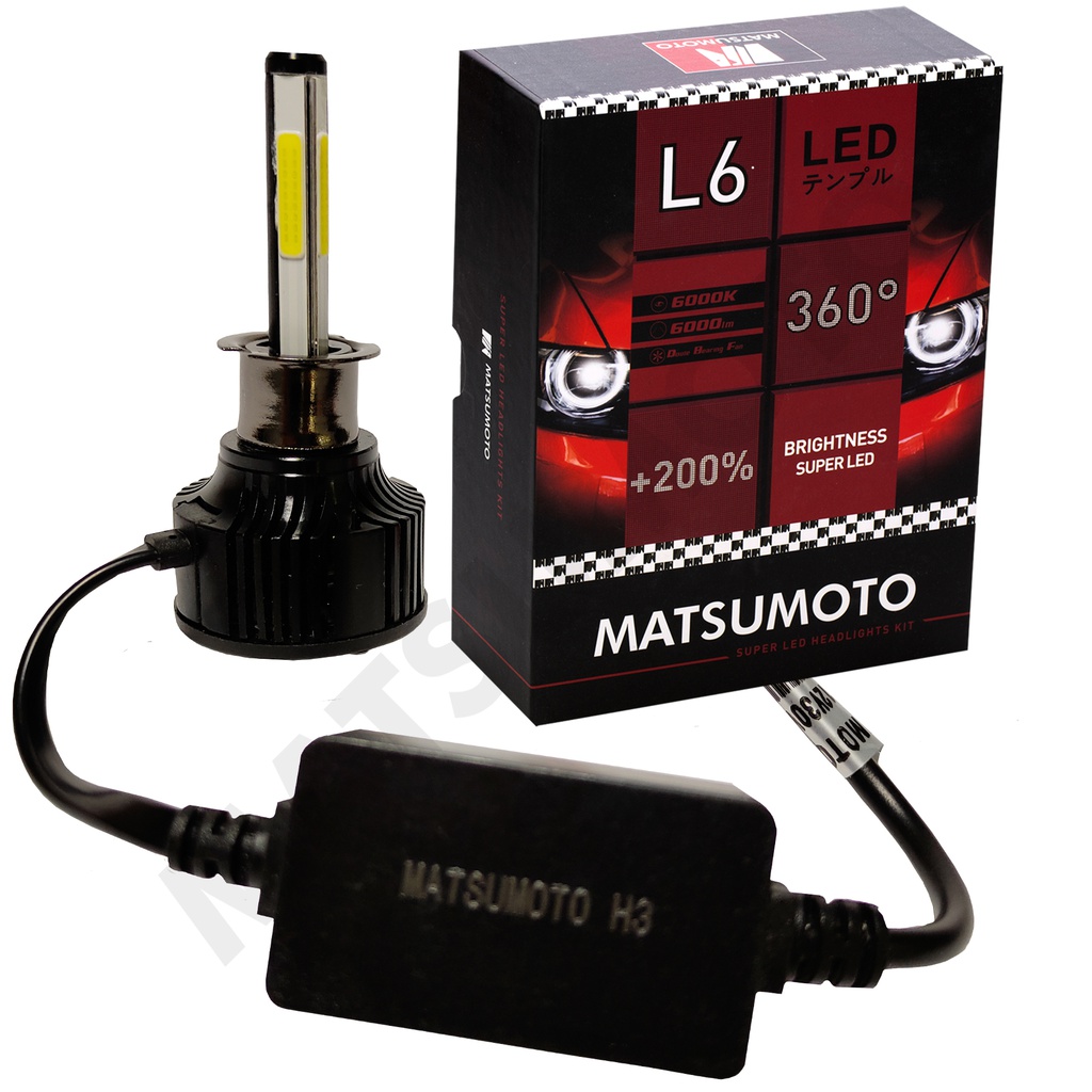 Set de Ampolletas LED L6 H3 6000lm 360 Grados