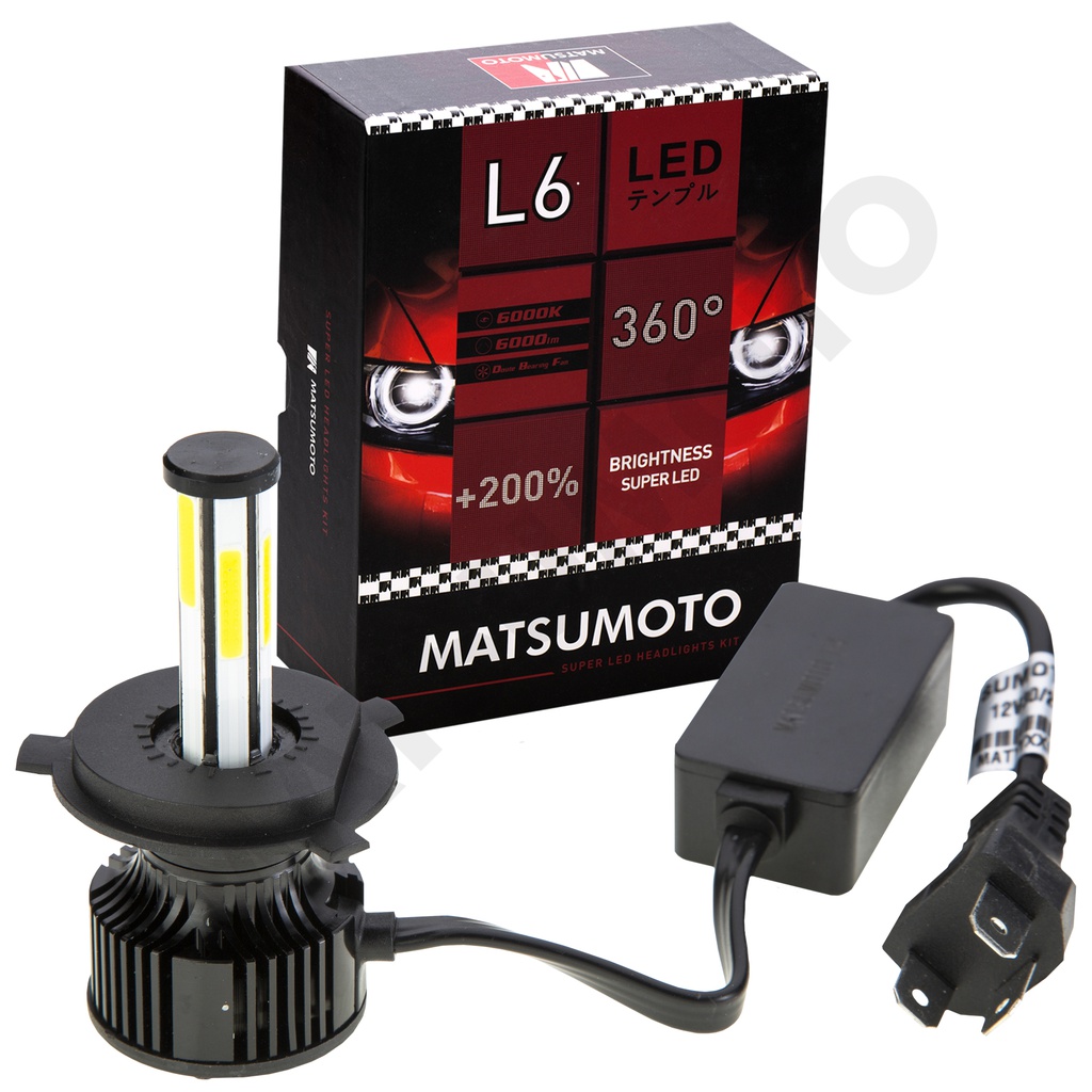 Set de Ampolletas LED L6 H4 6000lm 360 Grados