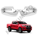 Set Cubre Retrovisor Cromo Con Luz Led De Cruce Toyota Hilux Revo (2016-2020)