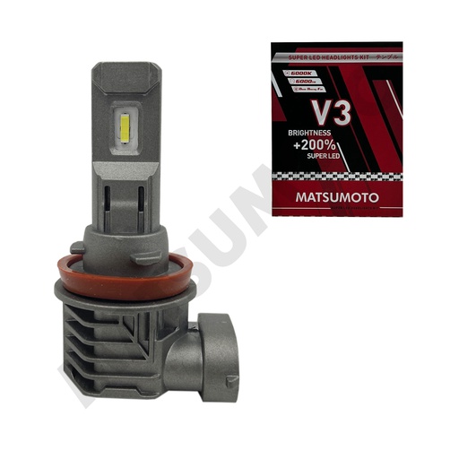 [V3 H11] Set ampolletas V3 microtecnología con disipador y turbo 6.000 lumenes H11 / H8 / H16