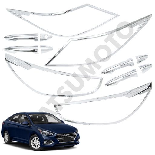 [KIT-5044CH] Kit Decorativo Exterior Cromo para Hyundai Accent (2011 - 2020)