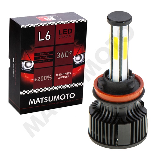 [H11-L6] Set de Ampolletas LED L6 H11 6000lm (H8/H9/H16) 360 Grados