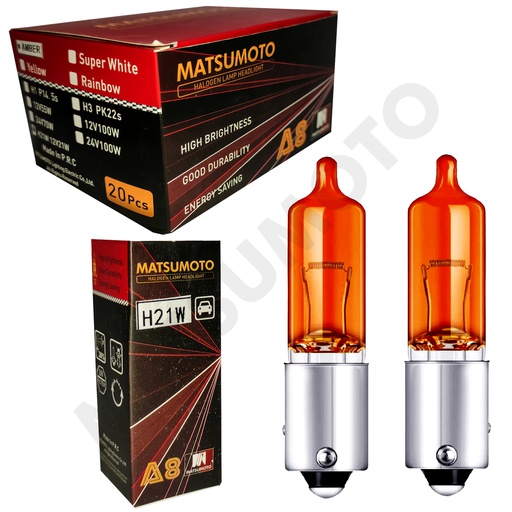 [H21W AMBER-Multifuncional] Ampolletas Halógenas H21W (BAY9s) Amber