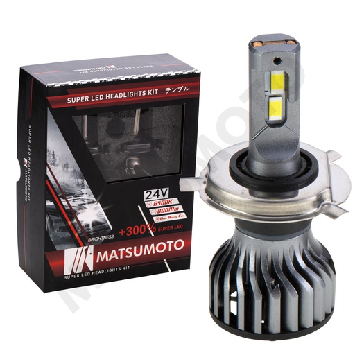 [H4-L22-24V] KIT Ampolletas Turbo Led  H4 16000Lm  L22 24V