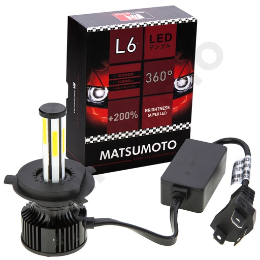 [H4-L6] Set de Ampolletas LED L6 H4 6000lm 360 Grados