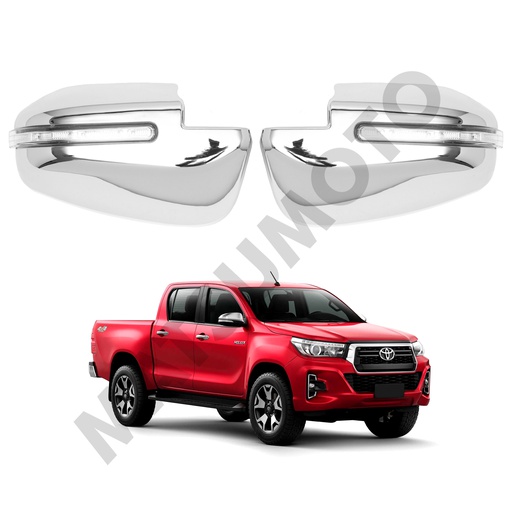 [KQD-3417CH-LED] Set Cubre Retrovisor Cromo Con Luz Led De Cruce Toyota Hilux Revo (2016-2020)