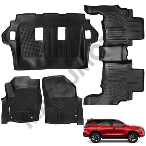 [KQD-4101-3-4] Set de Pisos Rígidos Tipo Bandeja Toyota Fortuner (2017-2025) 3 filas de asientos