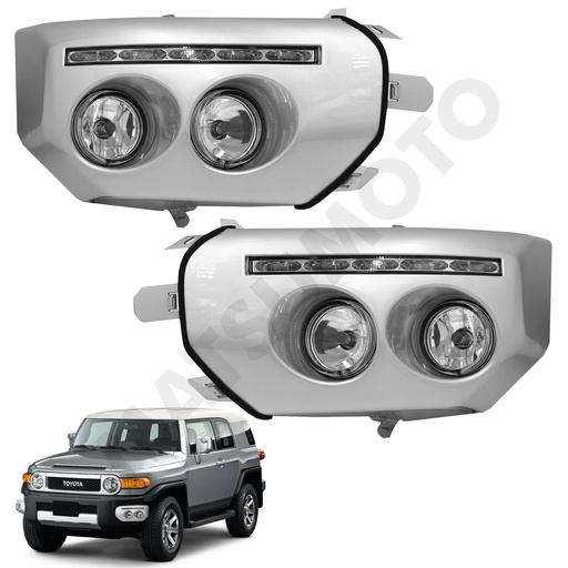 [TB013TA-DRL] Kit DRL Biseles con Led Blanca - Luz Intermitente  Toyota FJ Cruiser (2006-2020)