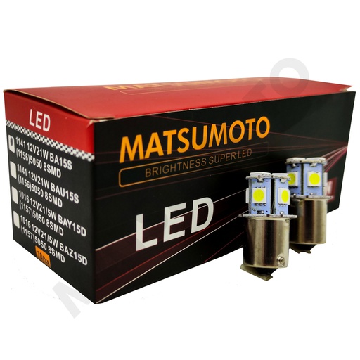 [1141Y-LED] Ampolleta 1 Contacto Pata Dispareja LED ( BAY15S )